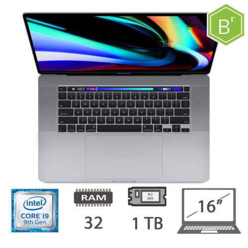 MACBOOK PRO 16 T.BAR(2019)I9-9880H-@2,30GHZ/32/1TB M2-SATA/UHD630/RP5500M(4GB)/SG/2Y - B
