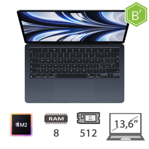 MACBOOK AIR 13,6 (2022) M2-8C CPU/8/512 M2-SATA/10C GPU/MACOS/MIDNIGHT/2Y - GRADO B