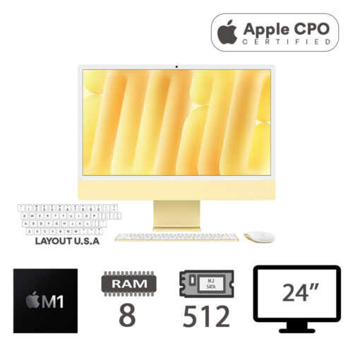 IMAC 24 4,5K (2021) M1/8C CPU/8/512 M2-SATA/8C GPU/MACOS/YELLOW/2Y - CTO