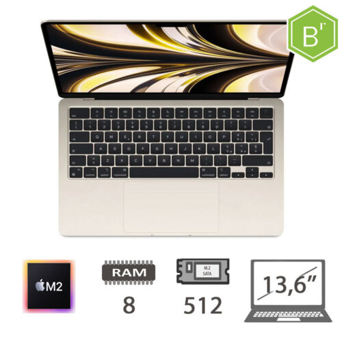MACBOOK AIR 13,6 (2022) M2-8C CPU/8/512 M2-SATA/10C GPU/MACOS/STARLIGHT/2Y - GRADO B