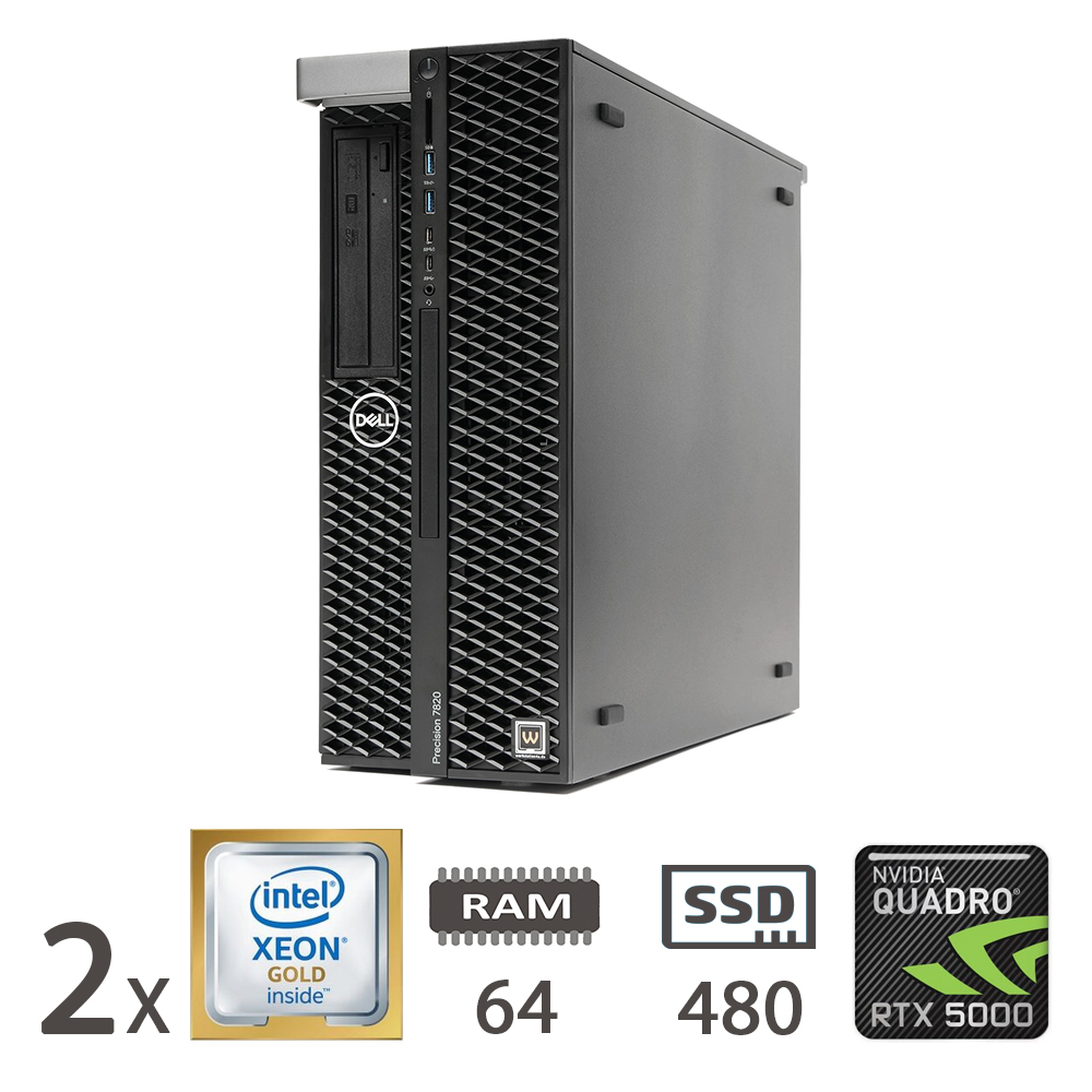 DELL PRECISION 7820 2X XEON GOLD 6246/64/SSD480/RTX5000/W11P/2Y